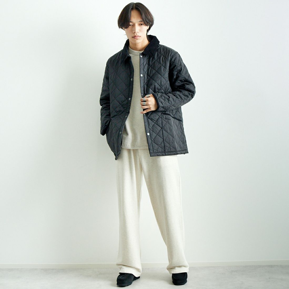 Barbour [バブアー] リデスデイル キルティングブルゾン [MQU1794] BLACK &&モデル身長：179cm 着用サイズ：40&&