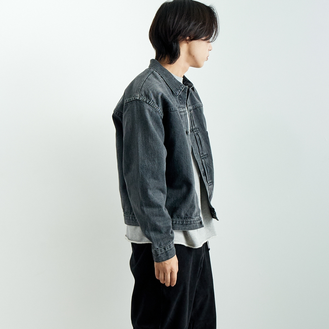 orSlow [オアスロウ] WW2 TYPE1 ブラックデニムジャケット [03-6016] D61S BLK D &&モデル身長：179cm 着用サイズ：5&&