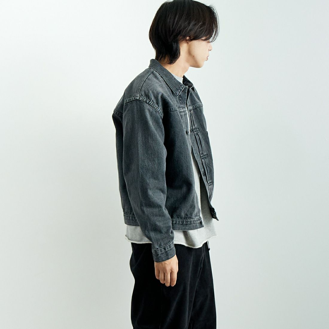 orSlow [オアスロウ] WW2 TYPE1 ブラックデニムジャケット [03-6016] D61S BLK D &&モデル身長：179cm 着用サイズ：5&&