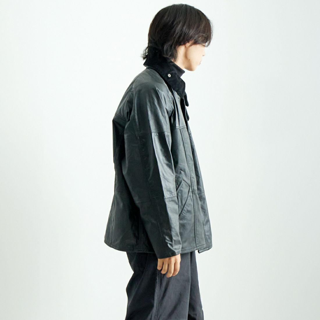 yoused [ユーズド] 別注 ドライバーズジャケット [JFY-244-092-FY] BLACK &&モデル身長：179cm 着用サイズ：2&&