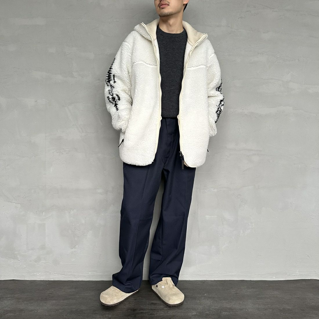 PENDLETON [ペンドルトン] ジップボアフーディ [4475-7016] 28 IVORY &&モデル身長：168cm 着用サイズ：L&&