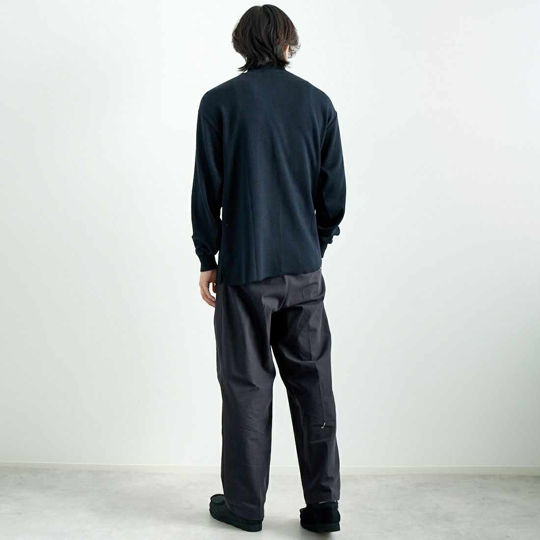 Noir Fabrik [ヌワールファブリック] ミラノリブモックネックニット [NF-244-068] BLK &&モデル身長：179cm 着用サイズ：L&&