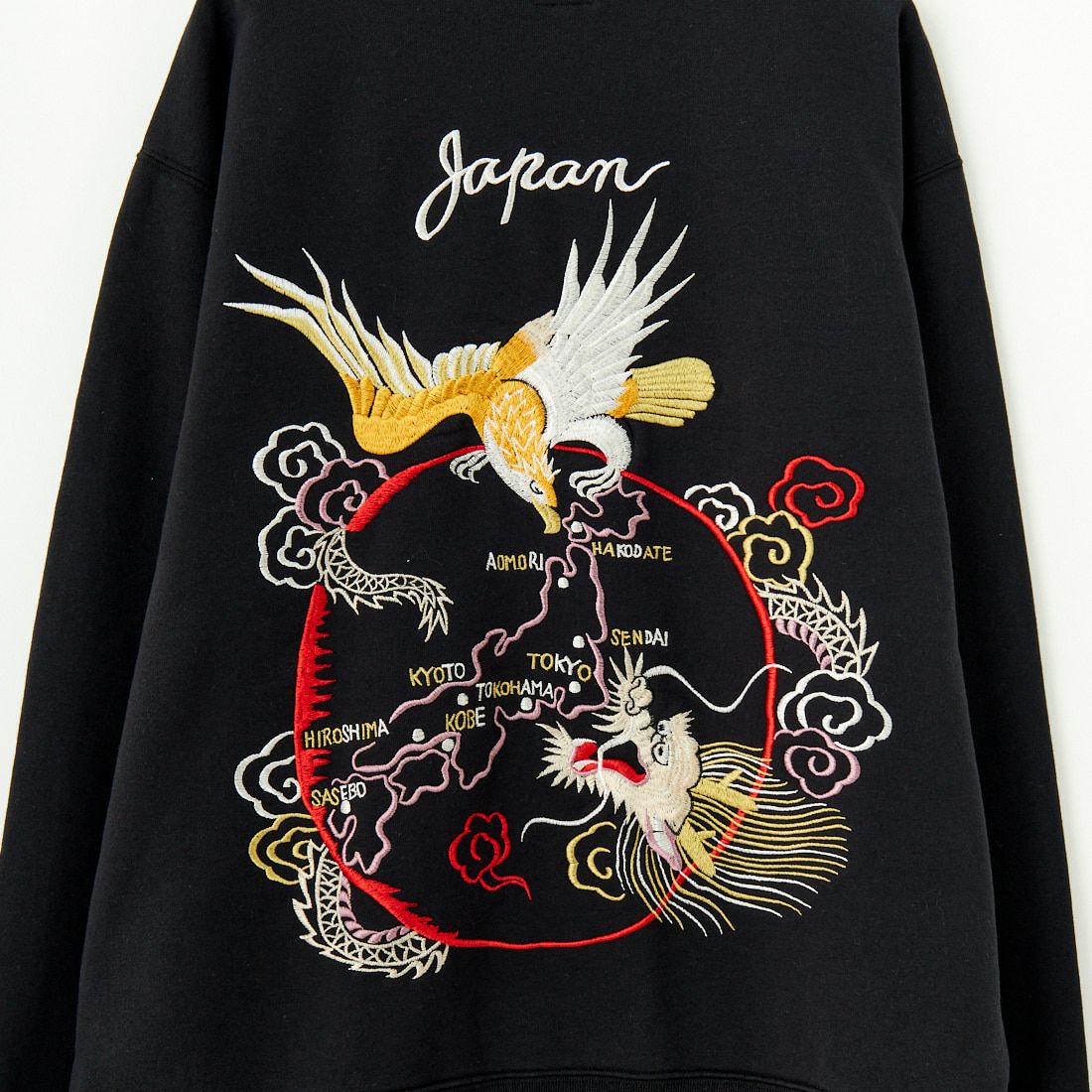 TAILOR TOYO [テーラートウヨウ] ジャパンマップ刺繍スウェット [TT69472] 119 BLACK