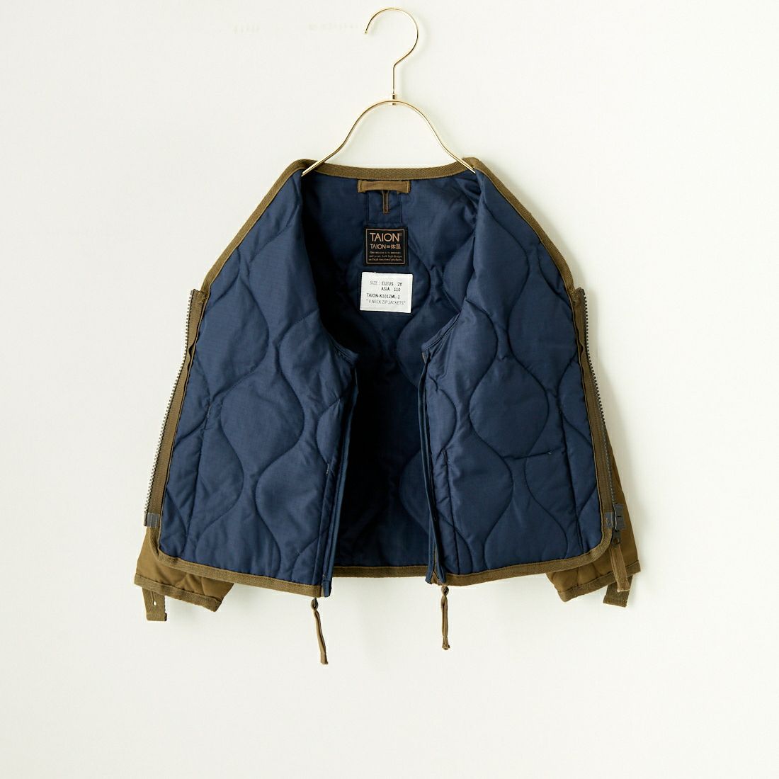 TAION [タイオン] キッズミリタリー Vネックジップダウンジャケット [TAION-K101ZML-1] D.OLIVE