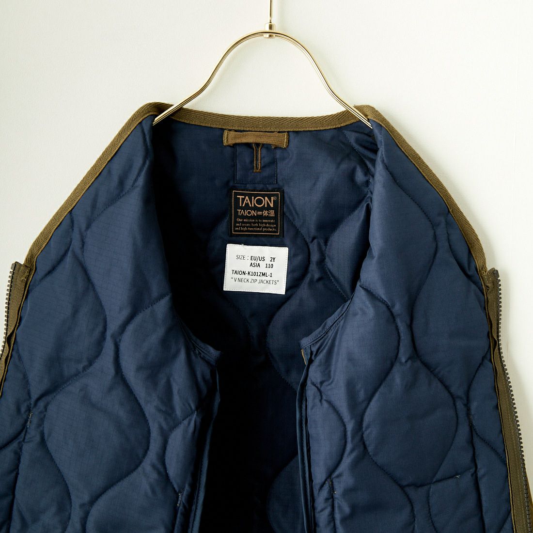 TAION [タイオン] キッズミリタリー Vネックジップダウンジャケット [TAION-K101ZML-1] D.OLIVE