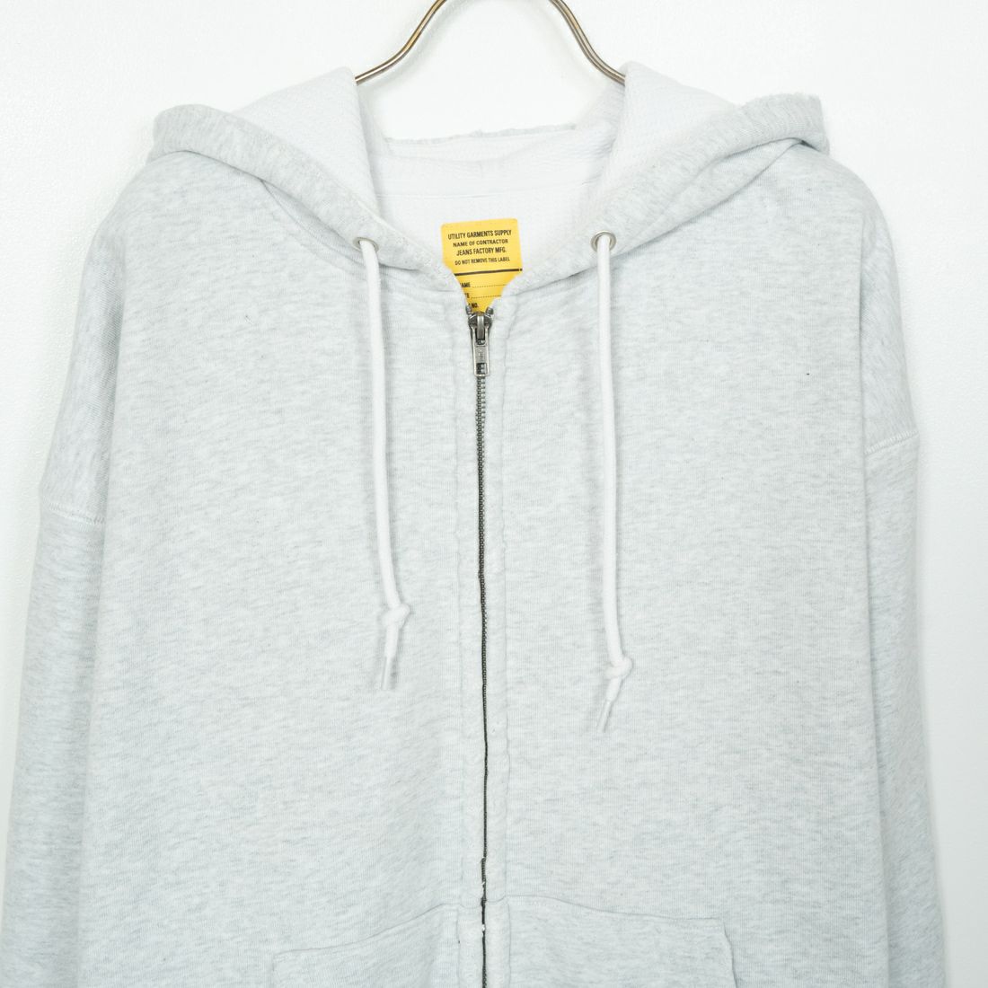 Jeans Factory Clothes [ジーンズファクトリークローズ] ピグメント ヘビー裏毛サーマルカットジップパーカー [2423-INM1] ASH