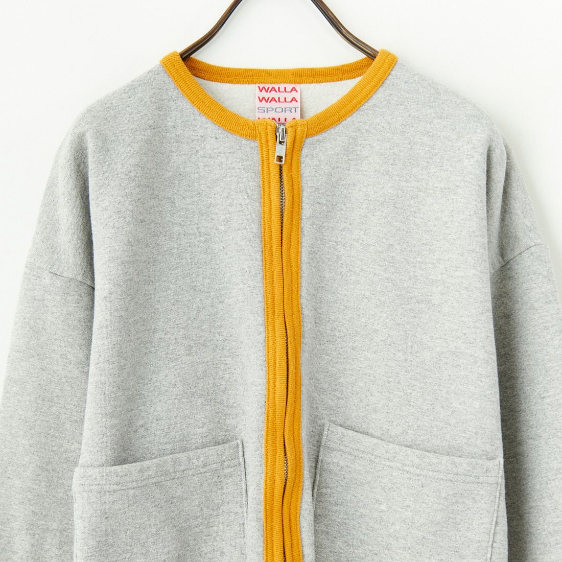 WALLA WALLA SPORT [ワラワラスポーツ] 9ozフリース リンガースウェットカーディガン [FLEECE-RINGER-SW-CD] GRY/YEL