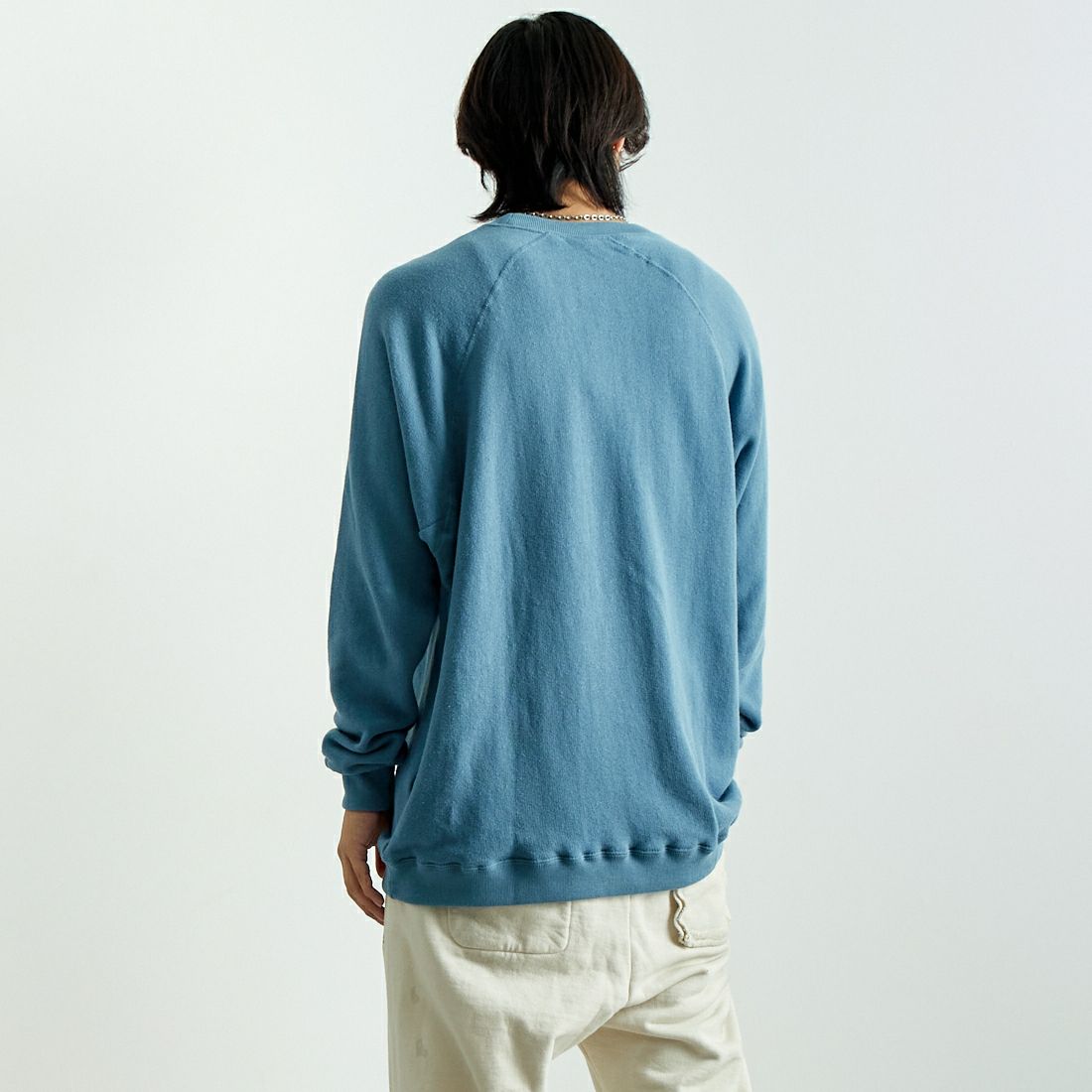 JE MORGAN [ジェイイーモーガン] ラグランスウェットクルーネックトレーナー [JD038-528] 84 G.SAX &&モデル身長：179cm 着用サイズ：L&&