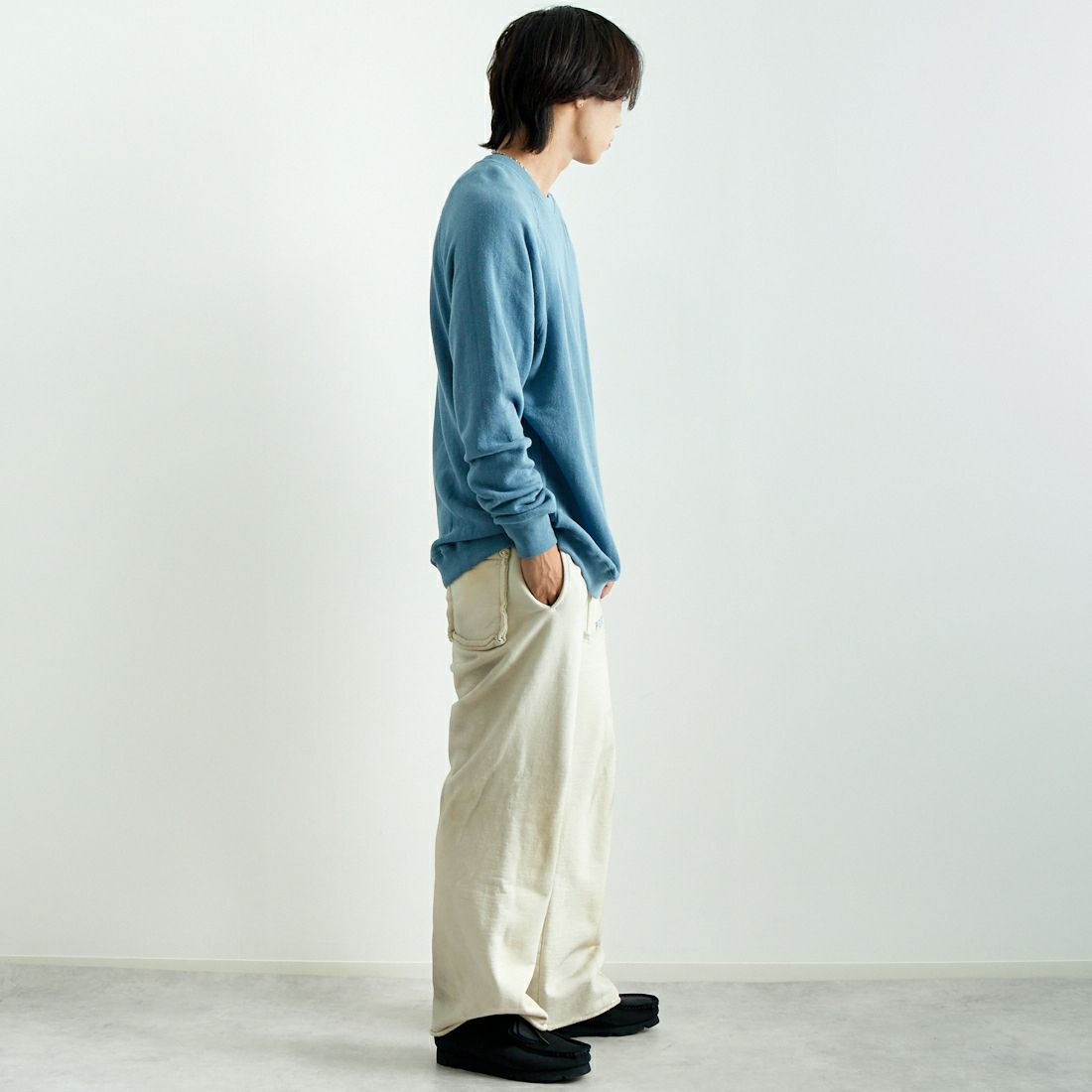 JE MORGAN [ジェイイーモーガン] ラグランスウェットクルーネックトレーナー [JD038-528] 84 G.SAX &&モデル身長：179cm 着用サイズ：L&&