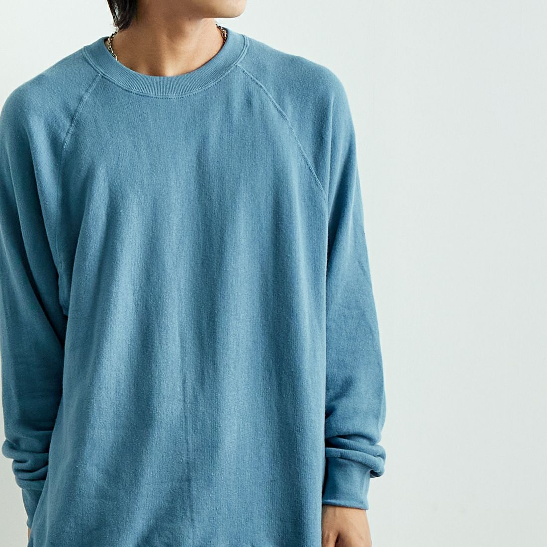 JE MORGAN [ジェイイーモーガン] ラグランスウェットクルーネックトレーナー [JD038-528] 84 G.SAX &&モデル身長：179cm 着用サイズ：L&&