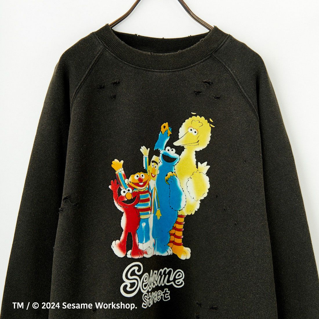 Jeans Factory Clothes [ジーンズファクトリークローズ] キャラダメージスウェット SESAME STREET [JFC-244-086] SESAME STR