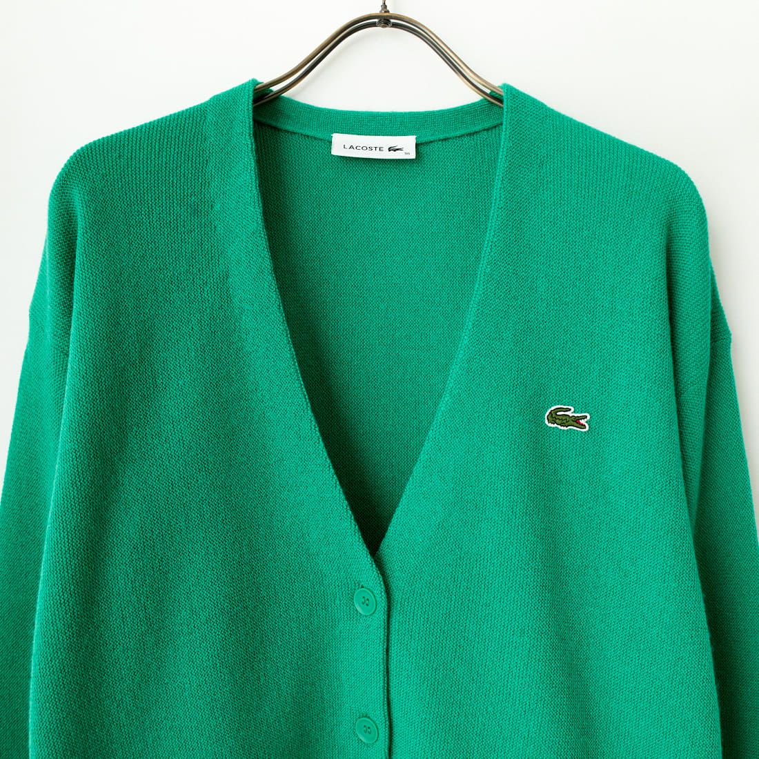 LACOSTE [ラコステ] プレーンVネックニットカーディガン [AF9545] LDM FLUORI