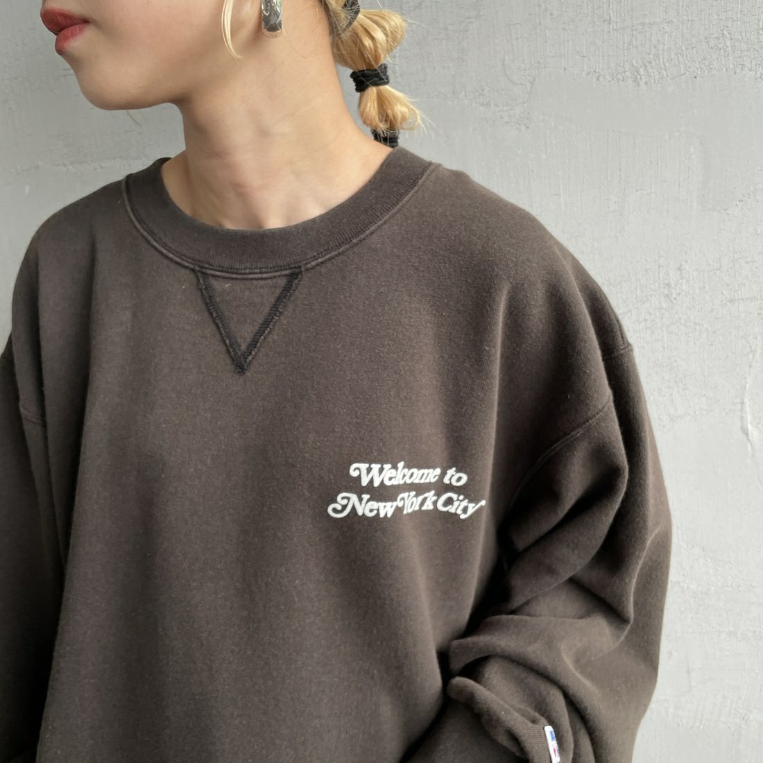 RUSSELL ATHLETIC [ラッセル アスレチック] 別注 カレッジロゴプリントスウェット [RC-243501IN-JF] BLACK