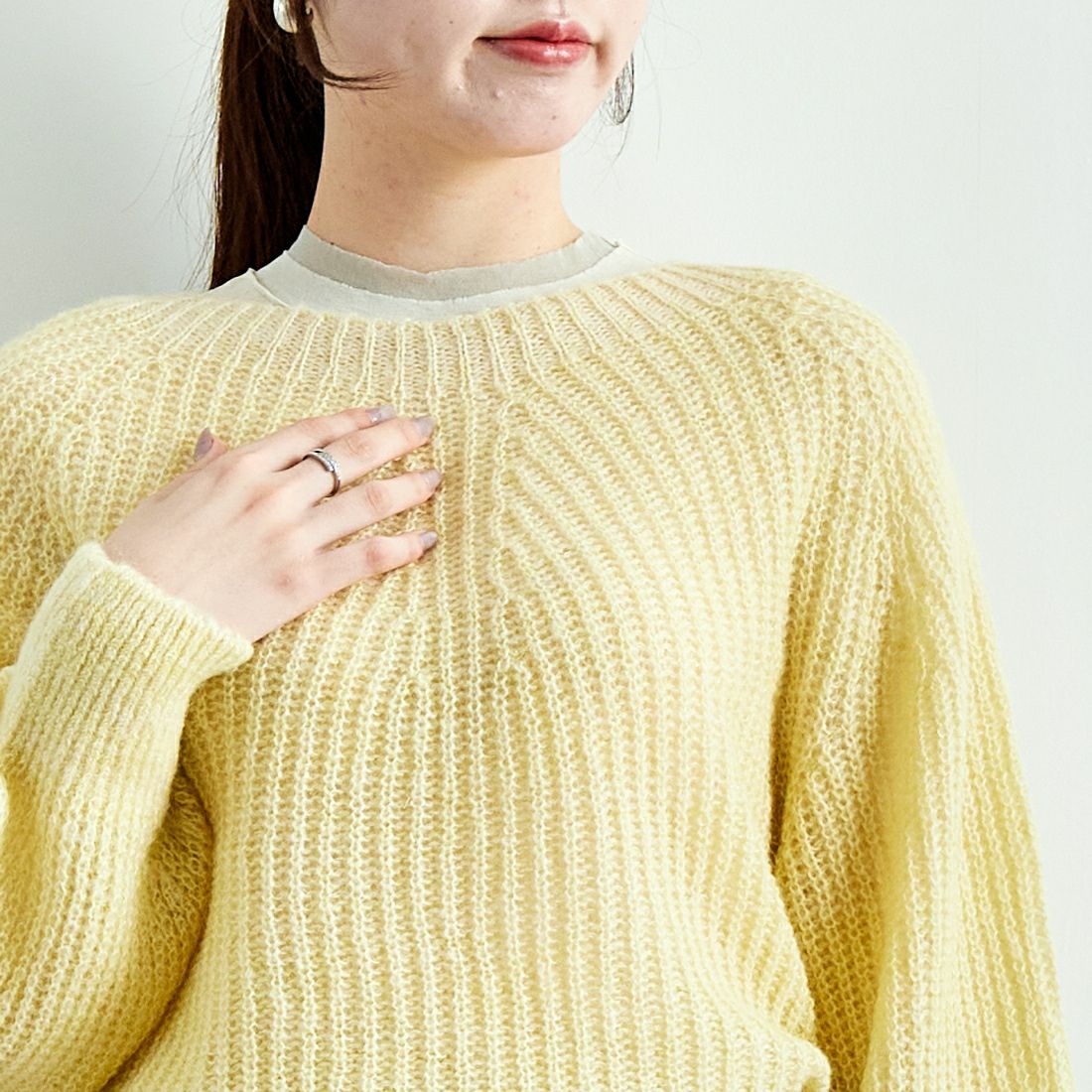 Jeans Factory Clothes [ジーンズファクトリークローズ] ホールガーメント モヘアプルオーバー [114-2063] ｲｴﾛｰ