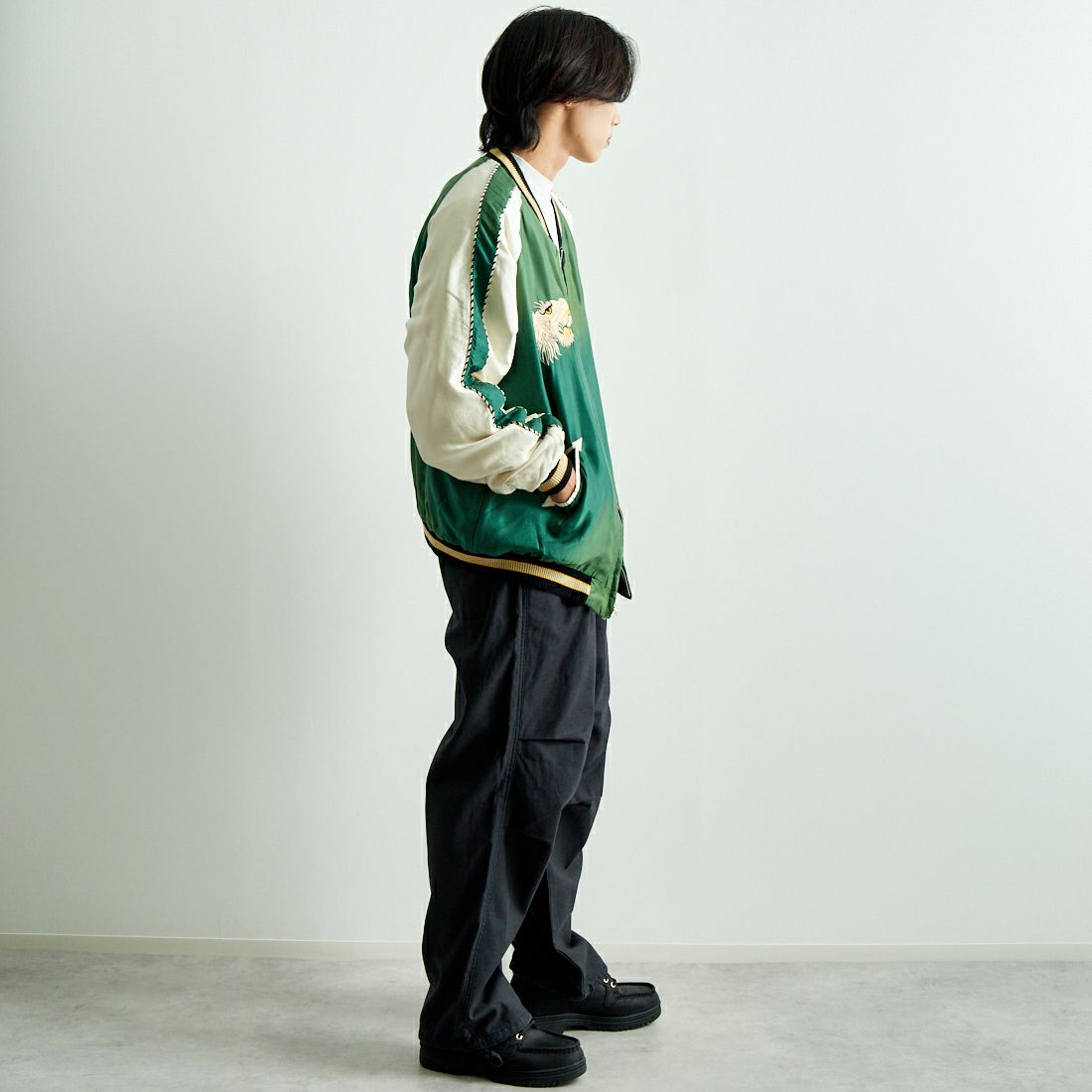 TAILOR TOYO [テーラートウヨウ] アセテート リバーシブルスーベニアジャケット [TT15545] 145 GRN &&モデル身長：179cm 着用サイズ：XXXL&&