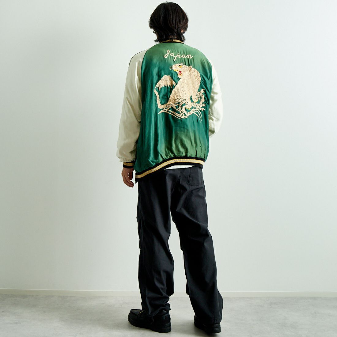 TAILOR TOYO [テーラートウヨウ] アセテート リバーシブルスーベニアジャケット [TT15545] 145 GRN &&モデル身長：179cm 着用サイズ：XXXL&&