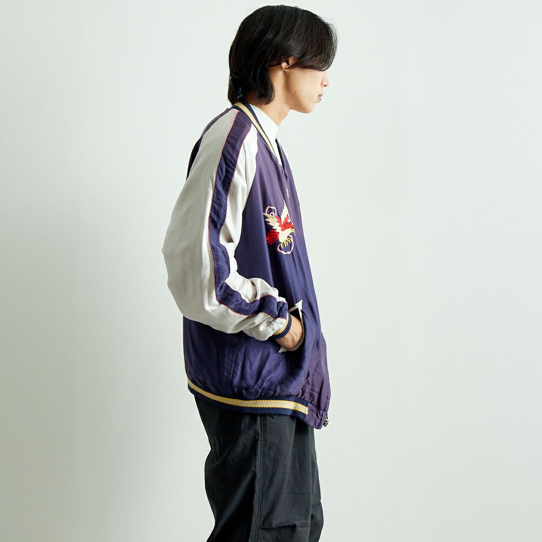 TAILOR TOYO [テーラートウヨウ] アセテート リバーシブルスーベニアジャケット [TT15545] 145 GRN &&モデル身長：179cm 着用サイズ：XXXL&&