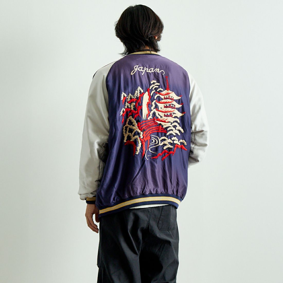 TAILOR TOYO [テーラートウヨウ] アセテート リバーシブルスーベニアジャケット [TT15545] 145 GRN &&モデル身長：179cm 着用サイズ：XXXL&&