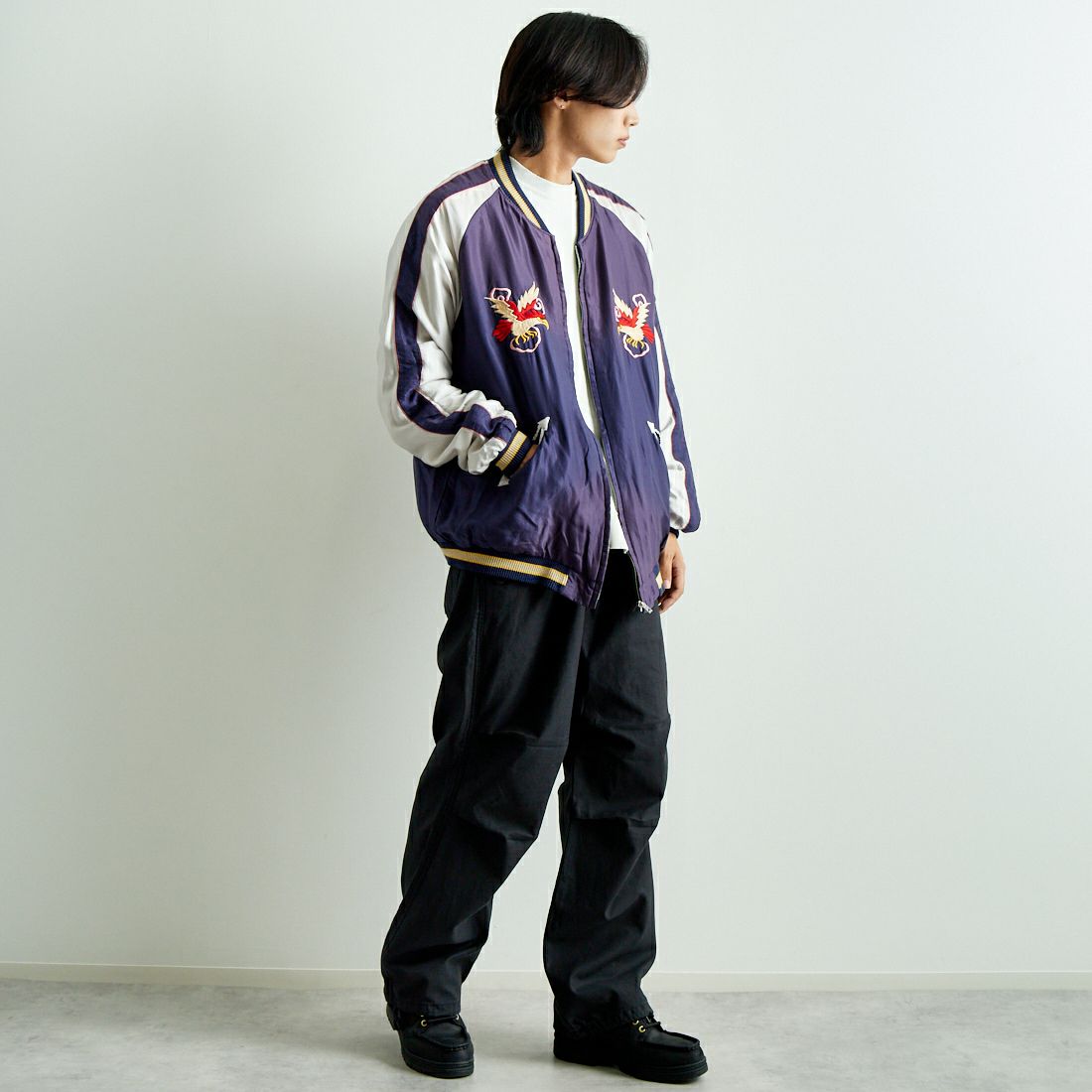 TAILOR TOYO [テーラートウヨウ] アセテート リバーシブルスーベニアジャケット [TT15545] 145 GRN &&モデル身長：179cm 着用サイズ：XXXL&&