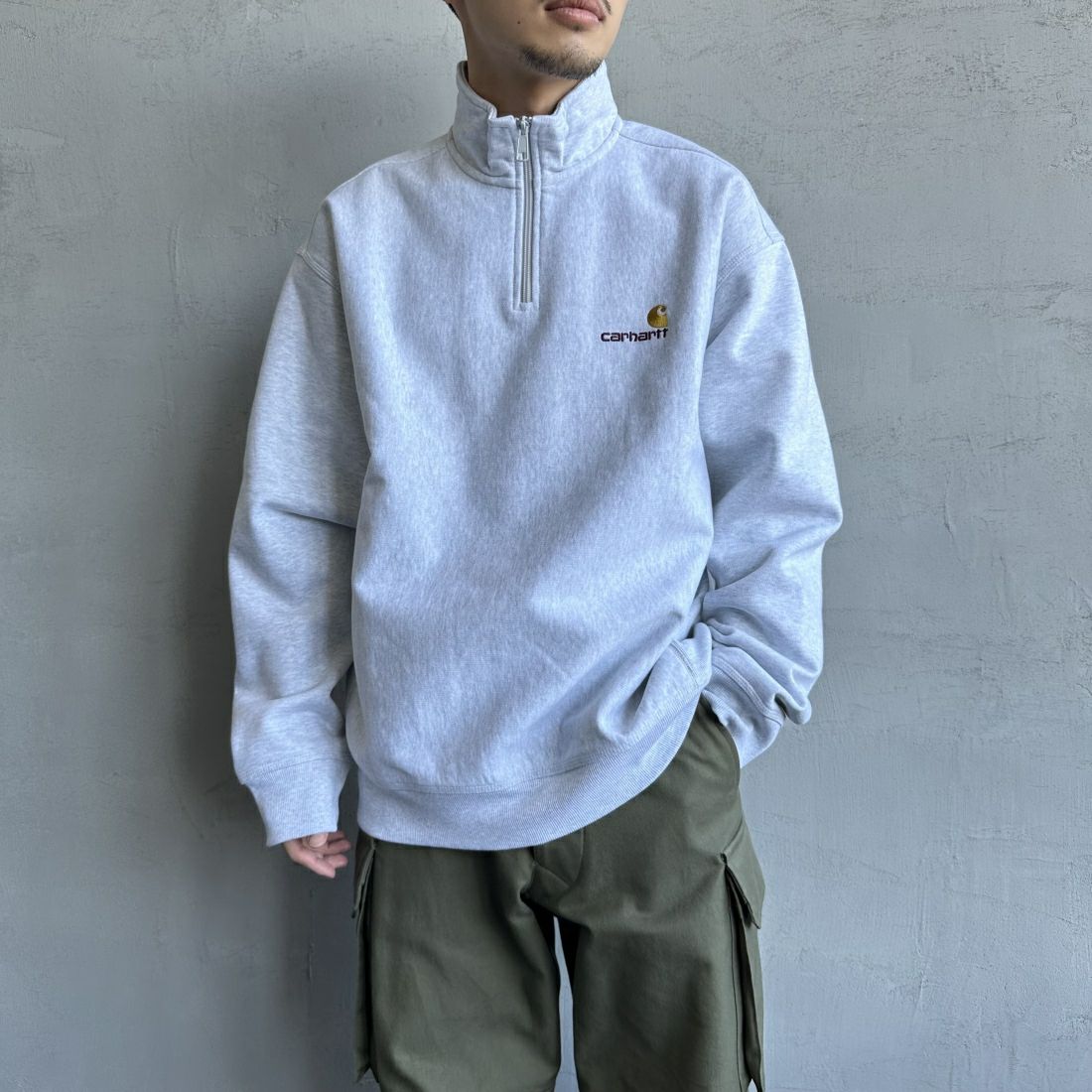 carhartt WIP [カーハートダブリューアイピー] ハーフジップアメリカンスクリプトスウェットシャツ [I027014]