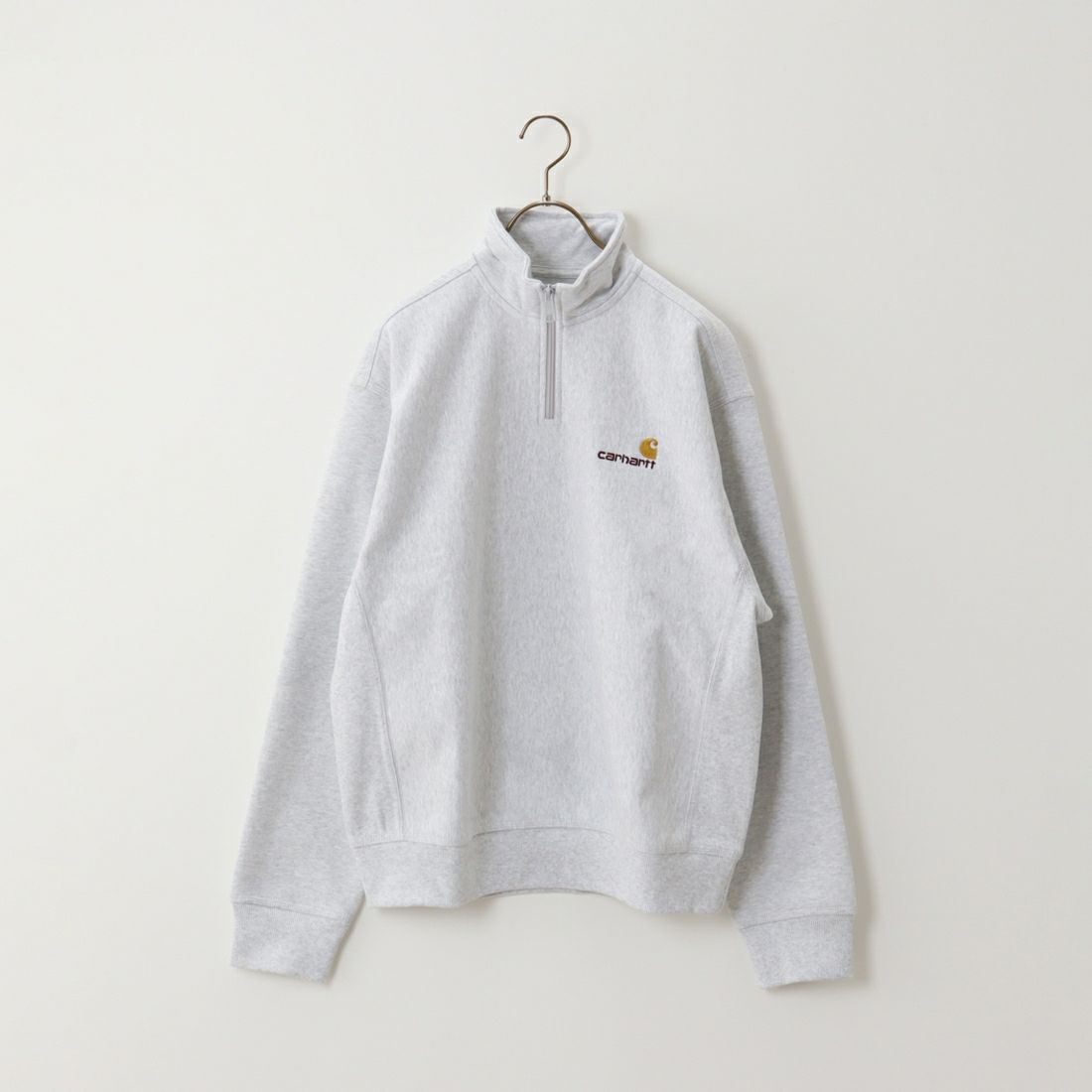 carhartt WIP [カーハートダブリューアイピー] ハーフジップアメリカンスクリプトスウェットシャツ [I027014] ASH HEATHE