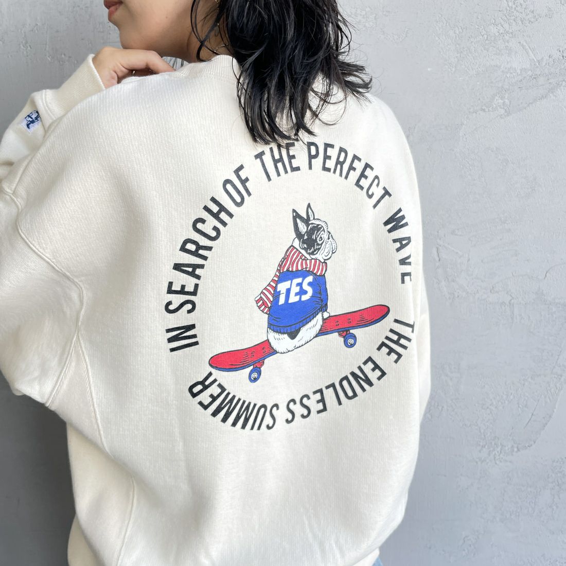 The Endless Summer [エンドレスサマー] 別注 BUHI サークルロゴバックプリントスウェット [FH-24774509-JF] 05 IVORY