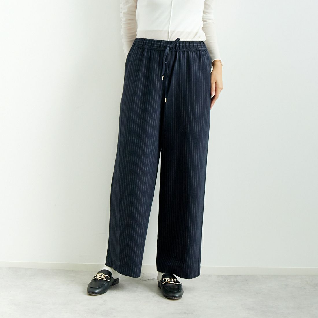 Needles ネイビー ストライプパンツ 独特 XS ストレート 