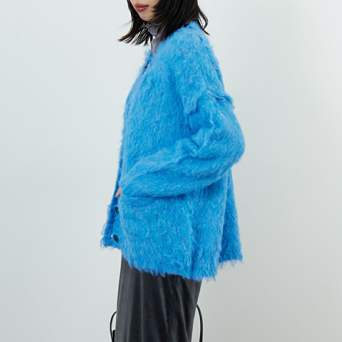 MAISON SPECIAL [メゾンスペシャル] フラッフィーシャギーカーディガン [21242365701] T.BLU &&モデル身長：162cm 着用サイズ：F&&