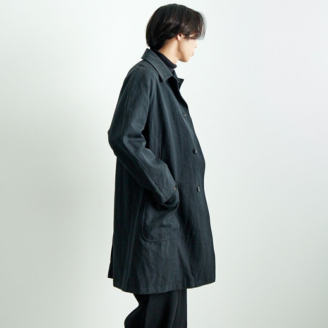 A VONTADE [アボンタージ] ラグランロングコート [VTD-0559-CT] 1 CHARCOAL &&モデル身長：179cm 着用サイズ：M&&