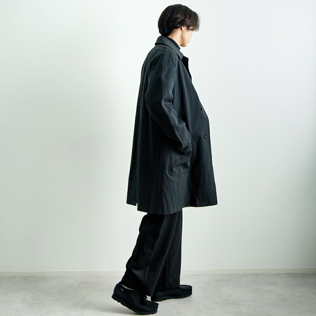 A VONTADE [アボンタージ] ラグランロングコート [VTD-0559-CT] 1 CHARCOAL &&モデル身長：179cm 着用サイズ：M&&