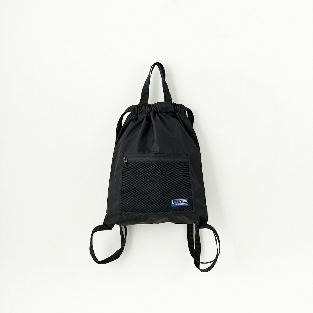 JULY NINE [ジュライナイン] 別注 メッシュポケット ナイロンナップサック [JLN2001001-JF] BLACK