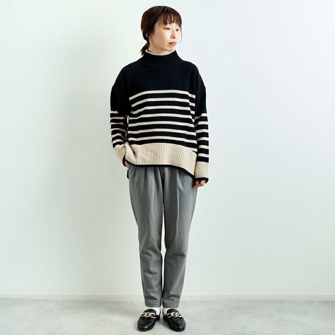 Jeans Factory Clothes [ジーンズファクトリークローズ] コスミカルウォームテーパードパンツ [21243059] 002 Mｸﾞﾚｰ &&モデル身長：158cm 着用サイズ：36&&