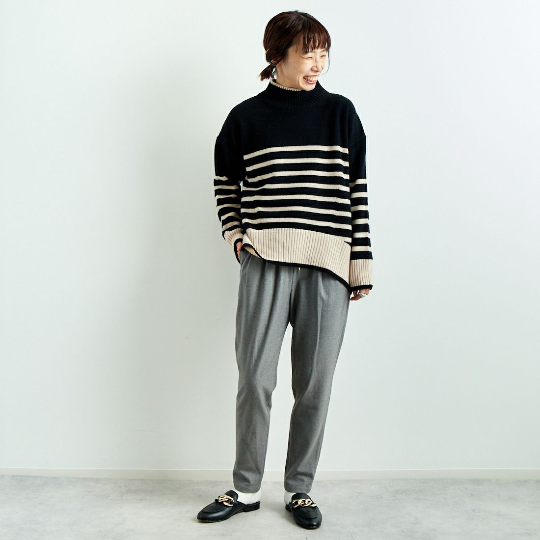 Jeans Factory Clothes [ジーンズファクトリークローズ] コスミカルウォームテーパードパンツ [21243059] 002 Mｸﾞﾚｰ &&モデル身長：158cm 着用サイズ：36&&