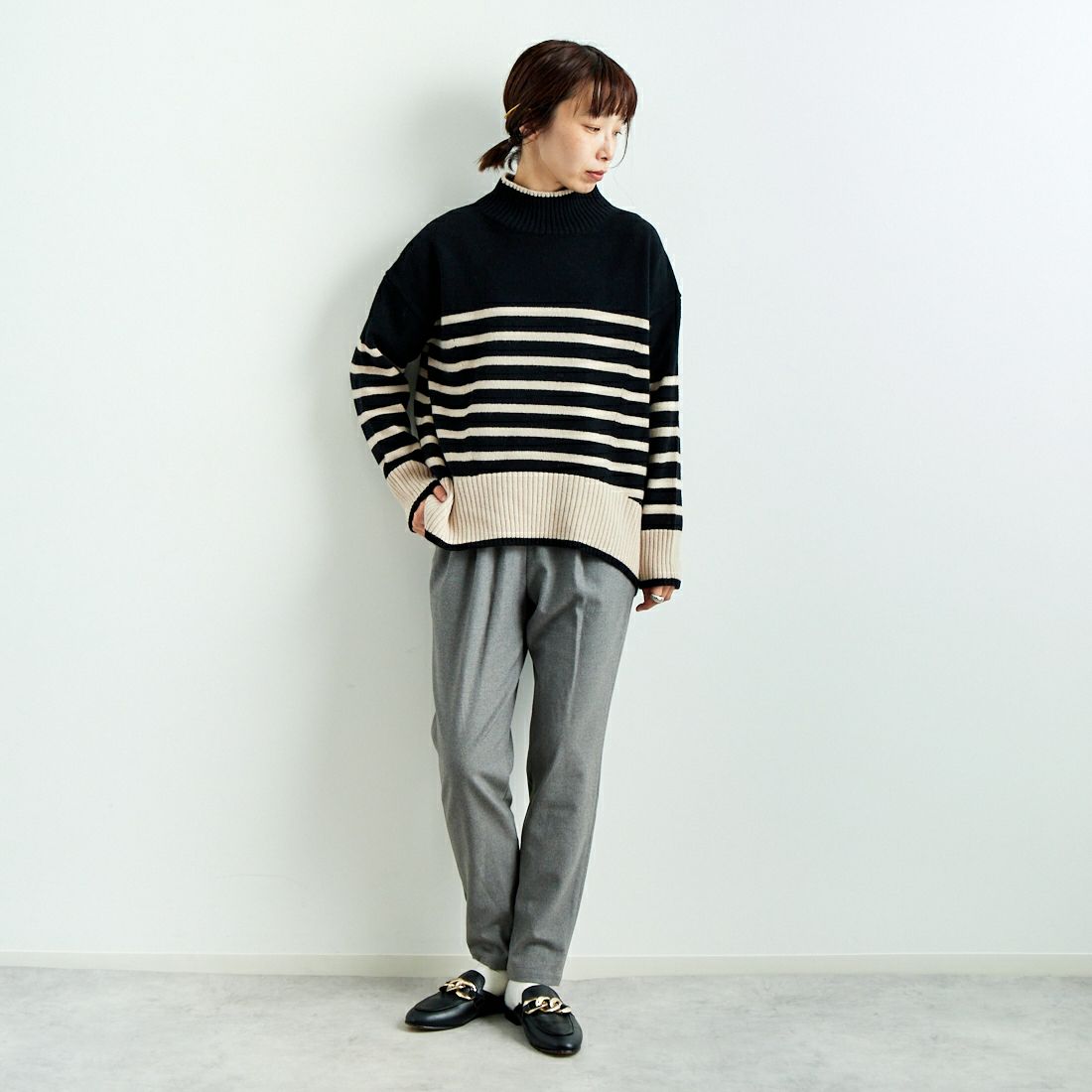 Jeans Factory Clothes [ジーンズファクトリークローズ] コスミカルウォームテーパードパンツ [21243059] 002 Mｸﾞﾚｰ &&モデル身長：158cm 着用サイズ：36&&