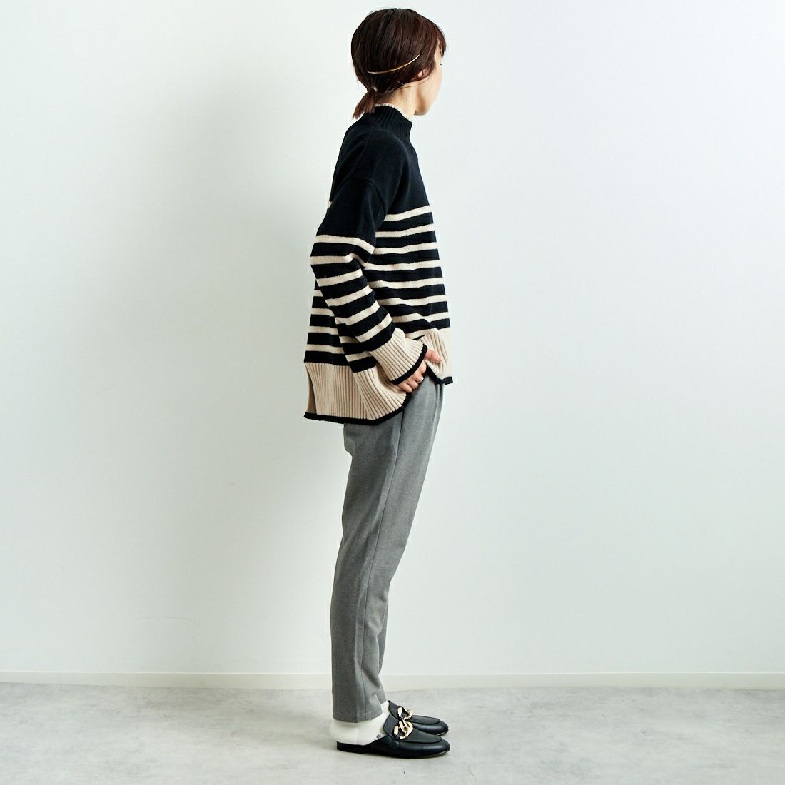 Jeans Factory Clothes [ジーンズファクトリークローズ] コスミカルウォームテーパードパンツ [21243059] 002 Mｸﾞﾚｰ &&モデル身長：158cm 着用サイズ：36&&