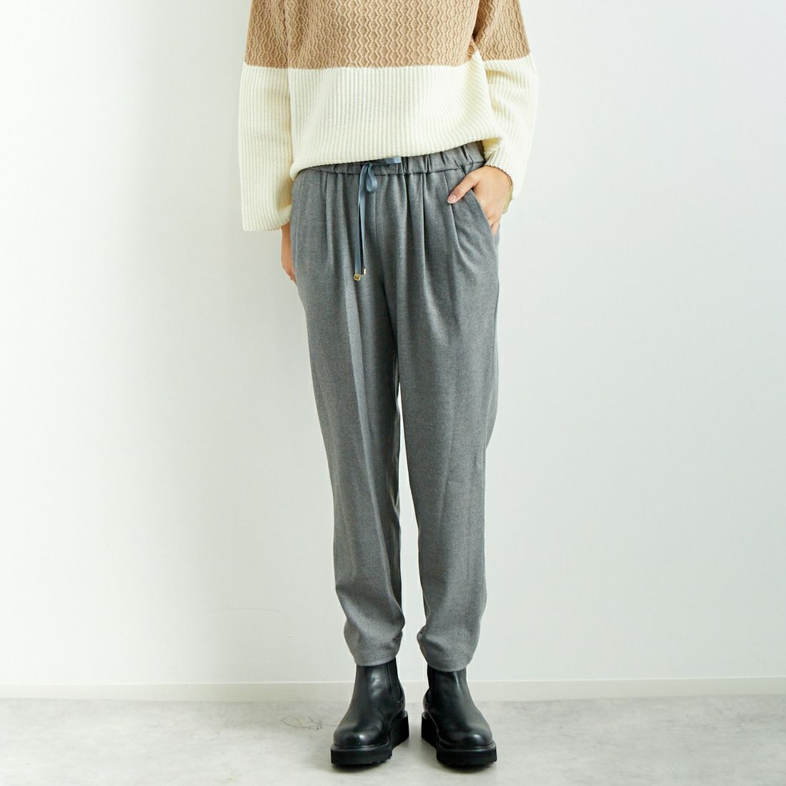 Jeans Factory Clothes [ジーンズファクトリークローズ] コスミカルウォームテーパードパンツ [21243059] 002 Mｸﾞﾚｰ &&モデル身長：167cm 着用サイズ：40&&