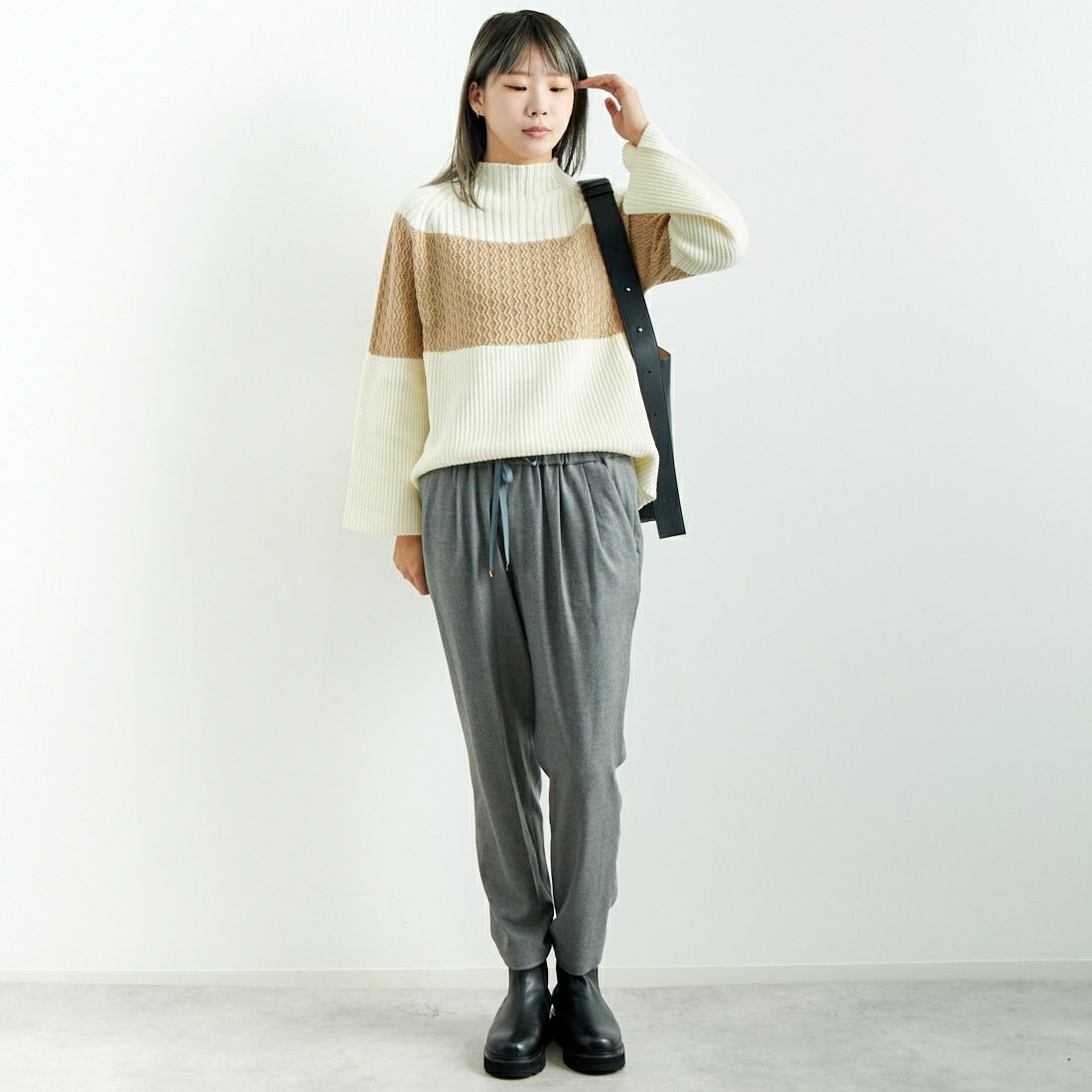 Jeans Factory Clothes [ジーンズファクトリークローズ] コスミカルウォームテーパードパンツ [21243059] 002 Mｸﾞﾚｰ &&モデル身長：167cm 着用サイズ：40&&