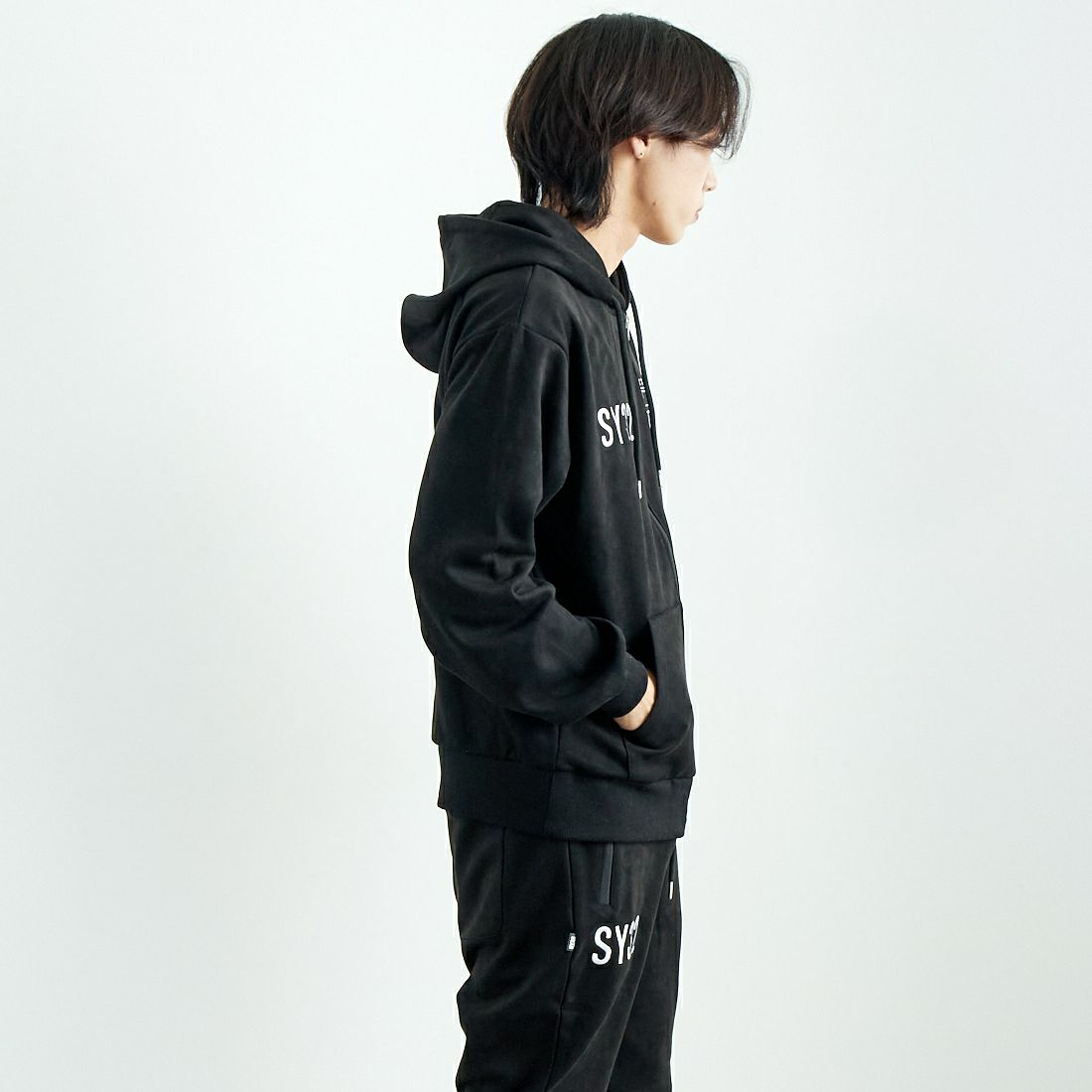 SY32 [エスワイサーティトゥ] ジップフーディ [14505] SY32 [エスワイサーティトゥ] ジップフーディ [14505] BLACK &&モデル身長：179cm 着用サイズ：L&&