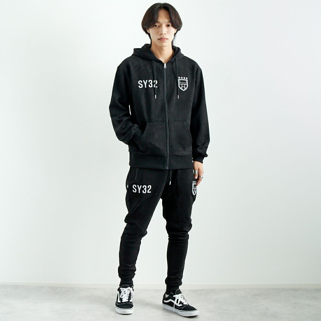 SY32 [エスワイサーティトゥ] スエードパンツ [14524] BLACK &&モデル身長：179cm 着用サイズ：L&&