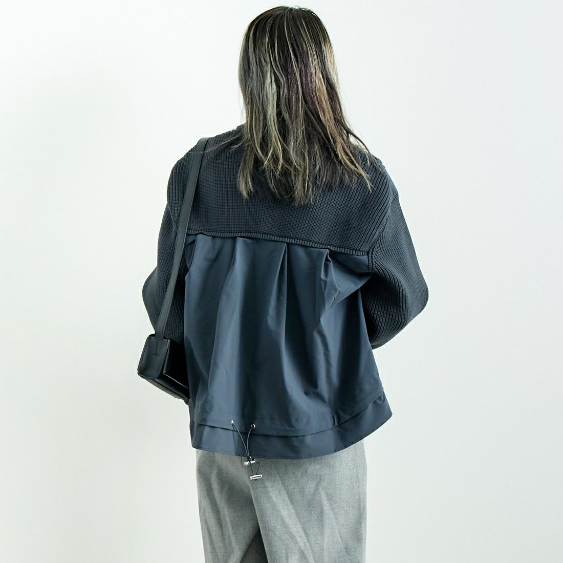 USINE [ユジーヌ] ケーブル布帛ドッキングブルゾン [11243819] ﾁｬｺｰﾙｸﾞﾚｰ &&モデル身長：167cm 着用サイズ：F&&