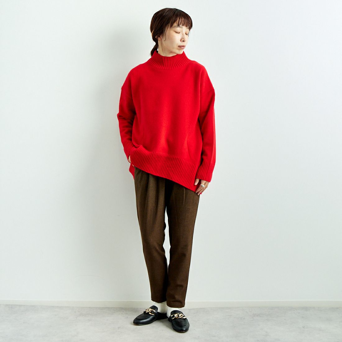 Jeans Factory Clothes [ジーンズファクトリークローズ] コスミカルウォームテーパードパンツ [21243059-1] 036 ﾌﾞﾗｳﾝ &&モデル身長：158cm 着用サイズ：36&&