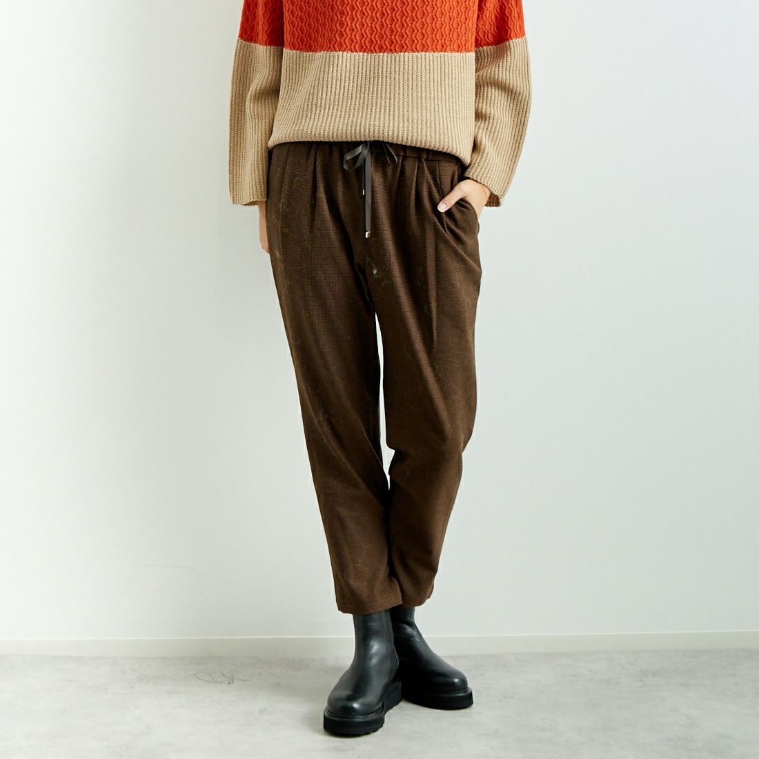 Jeans Factory Clothes [ジーンズファクトリークローズ] コスミカルウォームテーパードパンツ [21243059-1] 036 ﾌﾞﾗｳﾝ &&モデル身長：167cm 着用サイズ：40&&