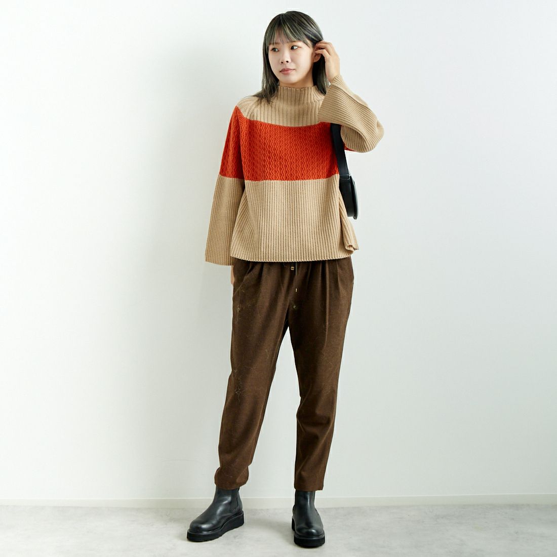 Jeans Factory Clothes [ジーンズファクトリークローズ] コスミカルウォームテーパードパンツ [21243059-1] 036 ﾌﾞﾗｳﾝ &&モデル身長：167cm 着用サイズ：40&&