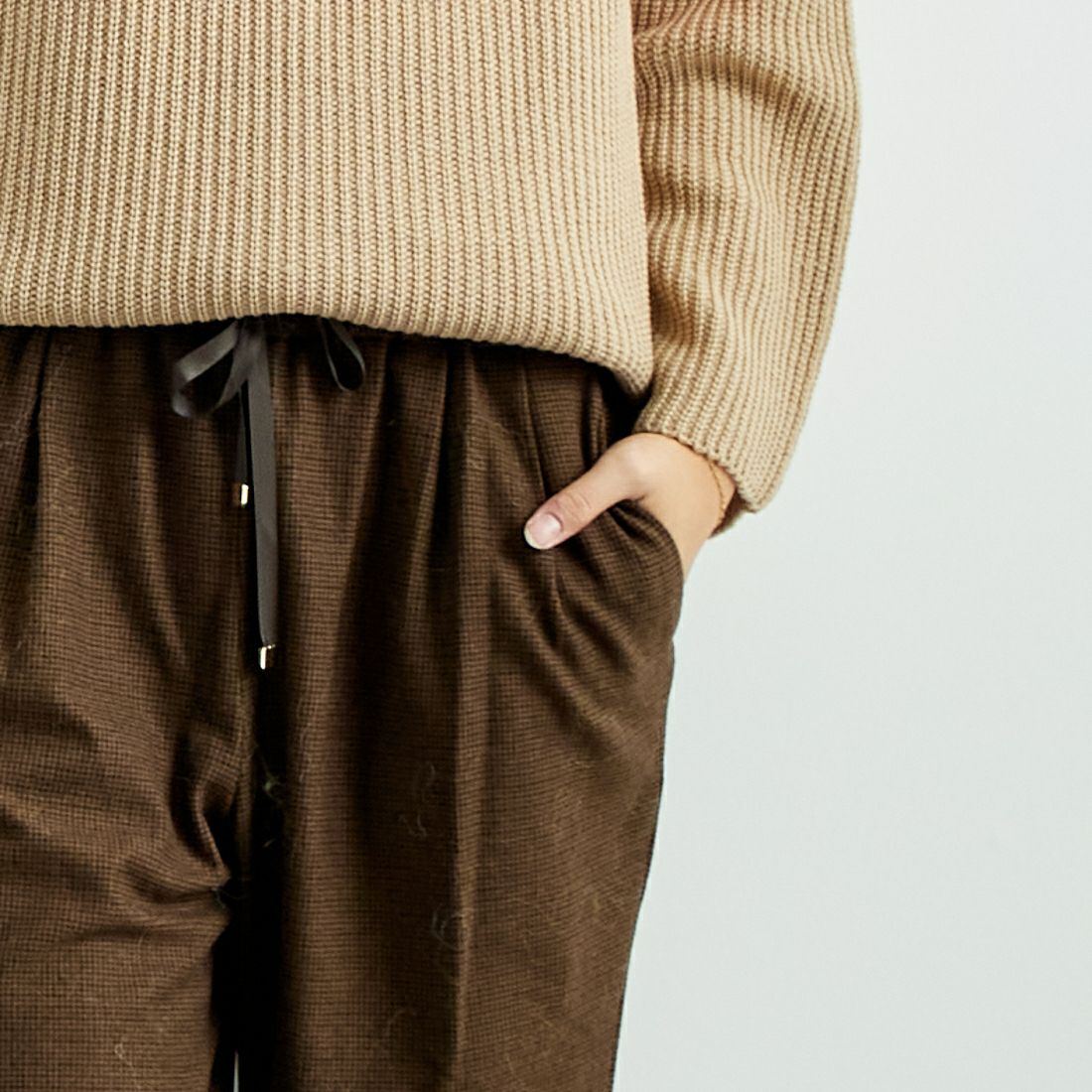 Jeans Factory Clothes [ジーンズファクトリークローズ] コスミカルウォームテーパードパンツ [21243059-1] 036 ﾌﾞﾗｳﾝ &&モデル身長：167cm 着用サイズ：40&&