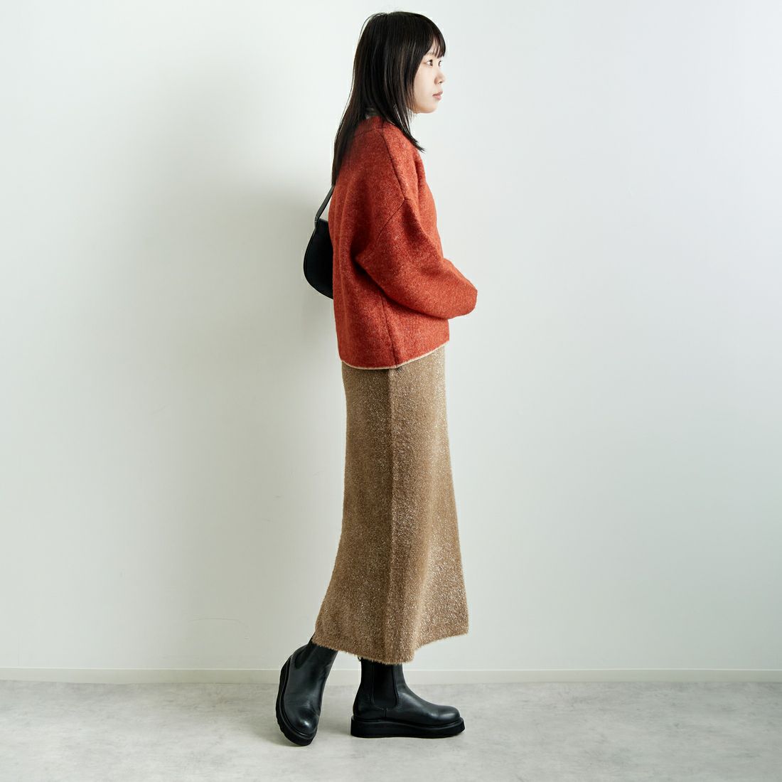 Jeans Factory Clothes [ジーンズファクトリークローズ] ラメシャギースカート [11243814] ﾀﾞｰｸﾌﾞﾗｳﾝ &&モデル身長：167cm 着用サイズ：F&&