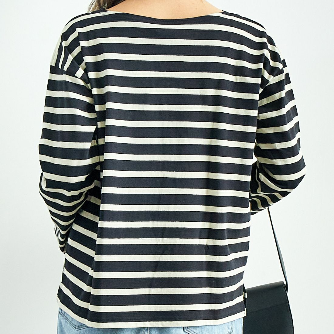 ARMEN [アーメン] ストライプバスクシャツ [NLA1951P07] 9981 NOIR/ &&モデル身長：167cm 着用サイズ：1&&