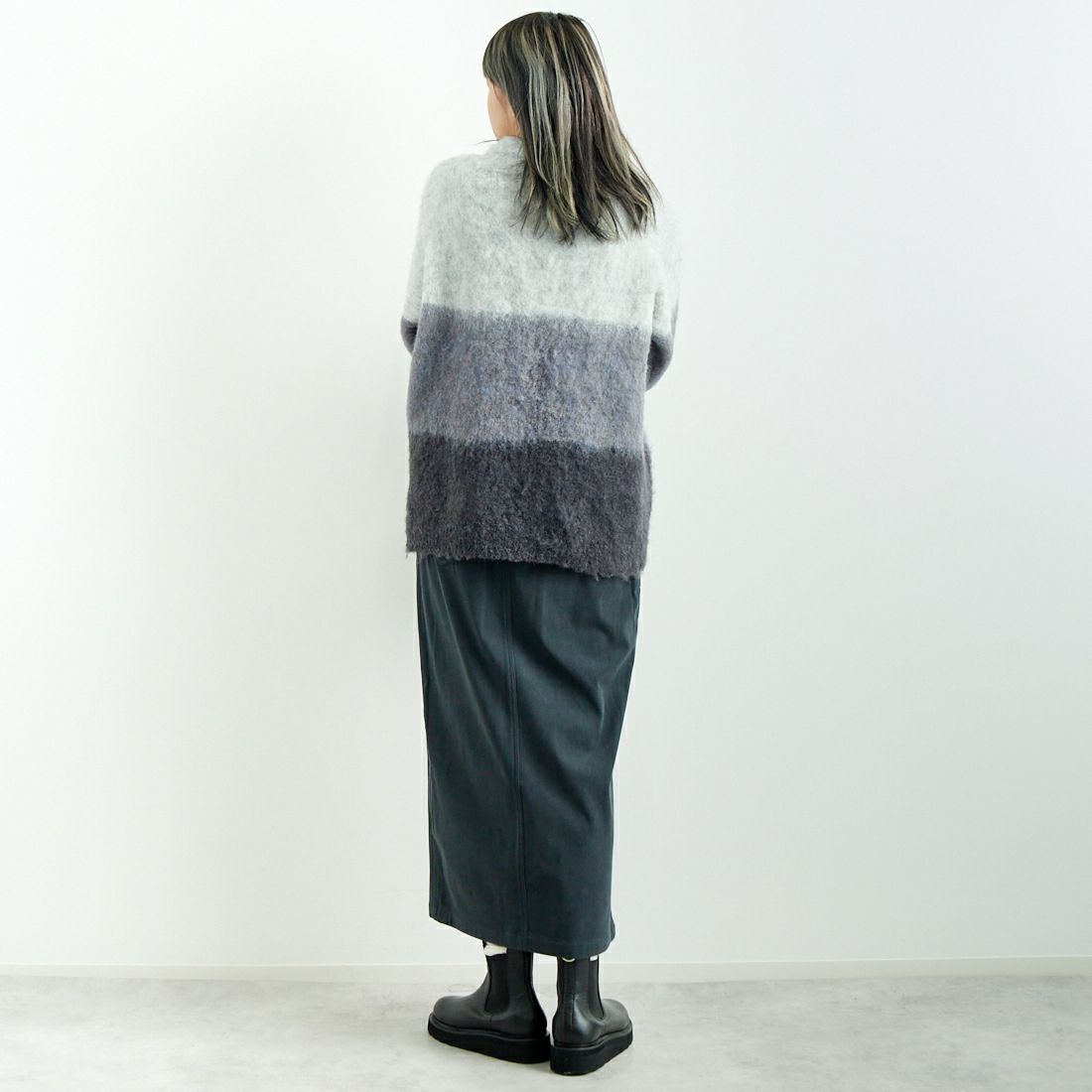 CLOCHE [クロシェ] グラデーションシャギーニット [45285630] ﾁｬｺｰﾙ &&モデル身長：167cm 着用サイズ：2&&