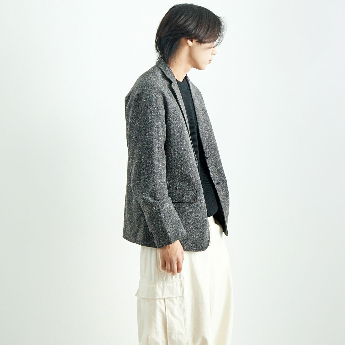 Jeans Factory Clothes [ジーンズファクトリークローズ] PREMIUM WARM ワイドジャケット [JFC-244-082] CHARCOAL &&モデル身長：179cm 着用サイズ：M&&