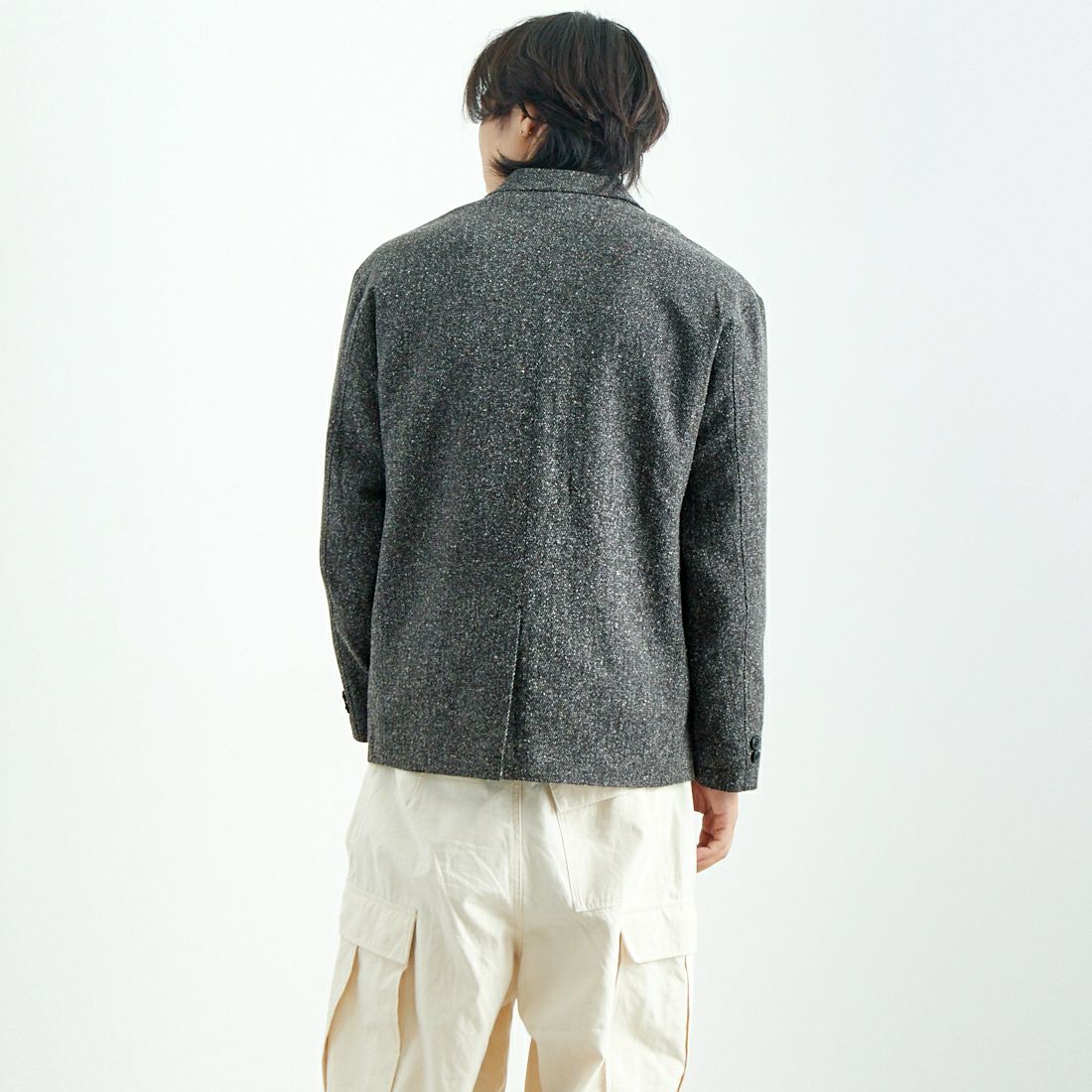 Jeans Factory Clothes [ジーンズファクトリークローズ] PREMIUM WARM ワイドジャケット [JFC-244-082] CHARCOAL &&モデル身長：179cm 着用サイズ：M&&