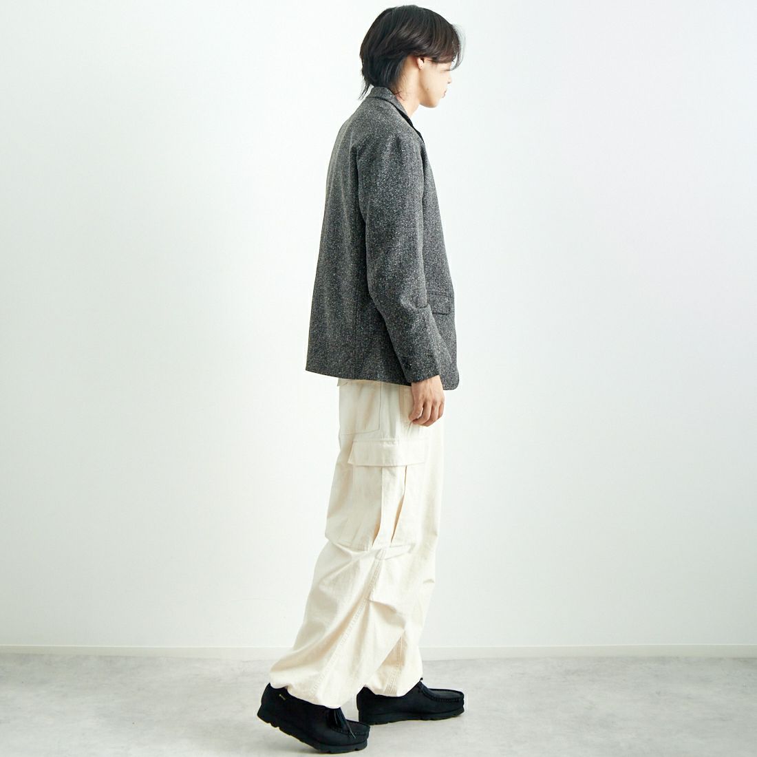 Jeans Factory Clothes [ジーンズファクトリークローズ] PREMIUM WARM ワイドジャケット [JFC-244-082] CHARCOAL &&モデル身長：179cm 着用サイズ：M&&